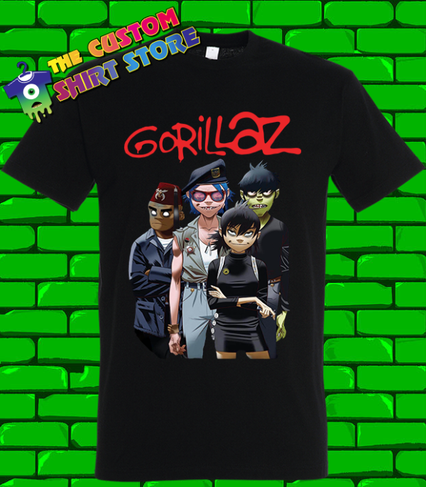 Gorillaz 2D Murdoc Noodle and Russel Tshirt Kids Men Unisex Black