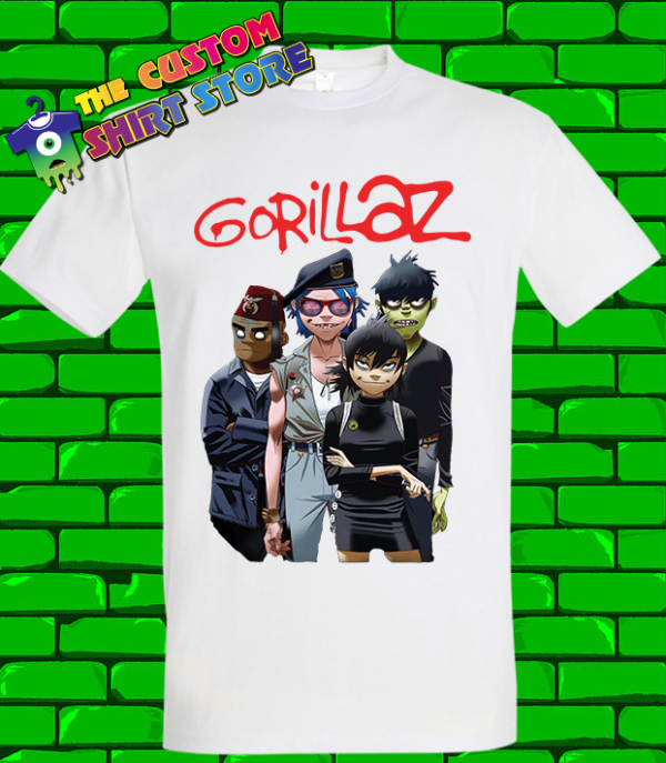 Gorillaz 2D Murdoc Noodle and Russel Tshirt Kids Mens Unisex White