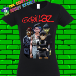 Gorillaz 2D Murdoc Noodle and Russel Tshirt Womens Black