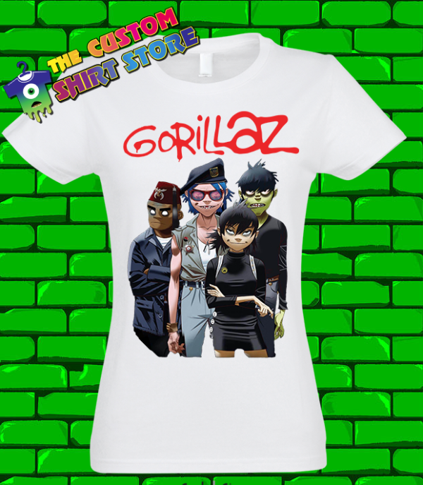 Gorillaz 2D Murdoc Noodle and Russel Tshirt Womens White